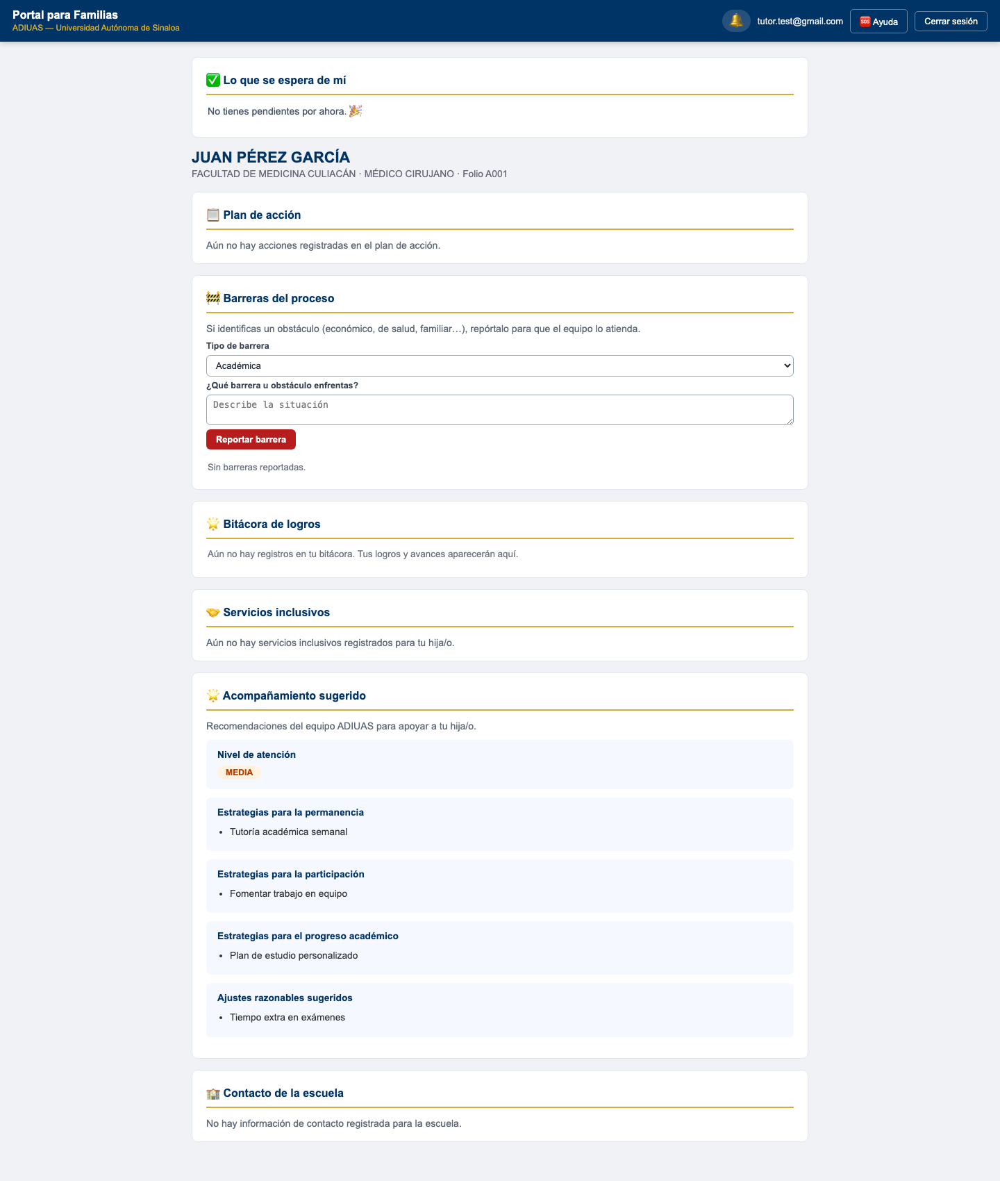 Portal para Familias